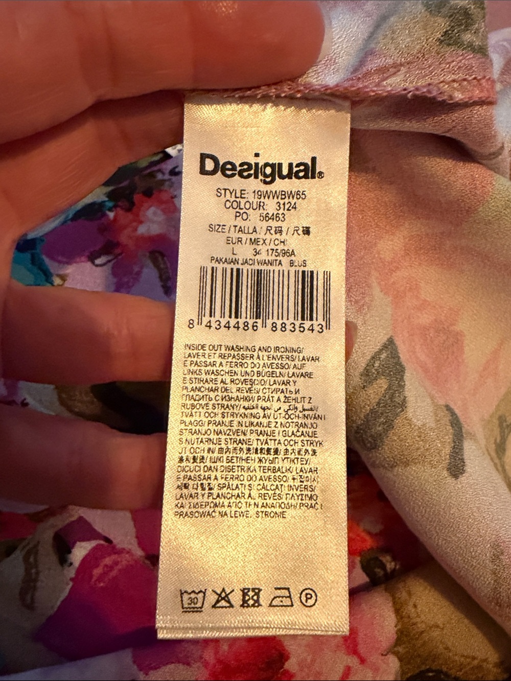 Desigual Pink Multicolor Floral Split-Neck Blouse - Picture 7 of 8